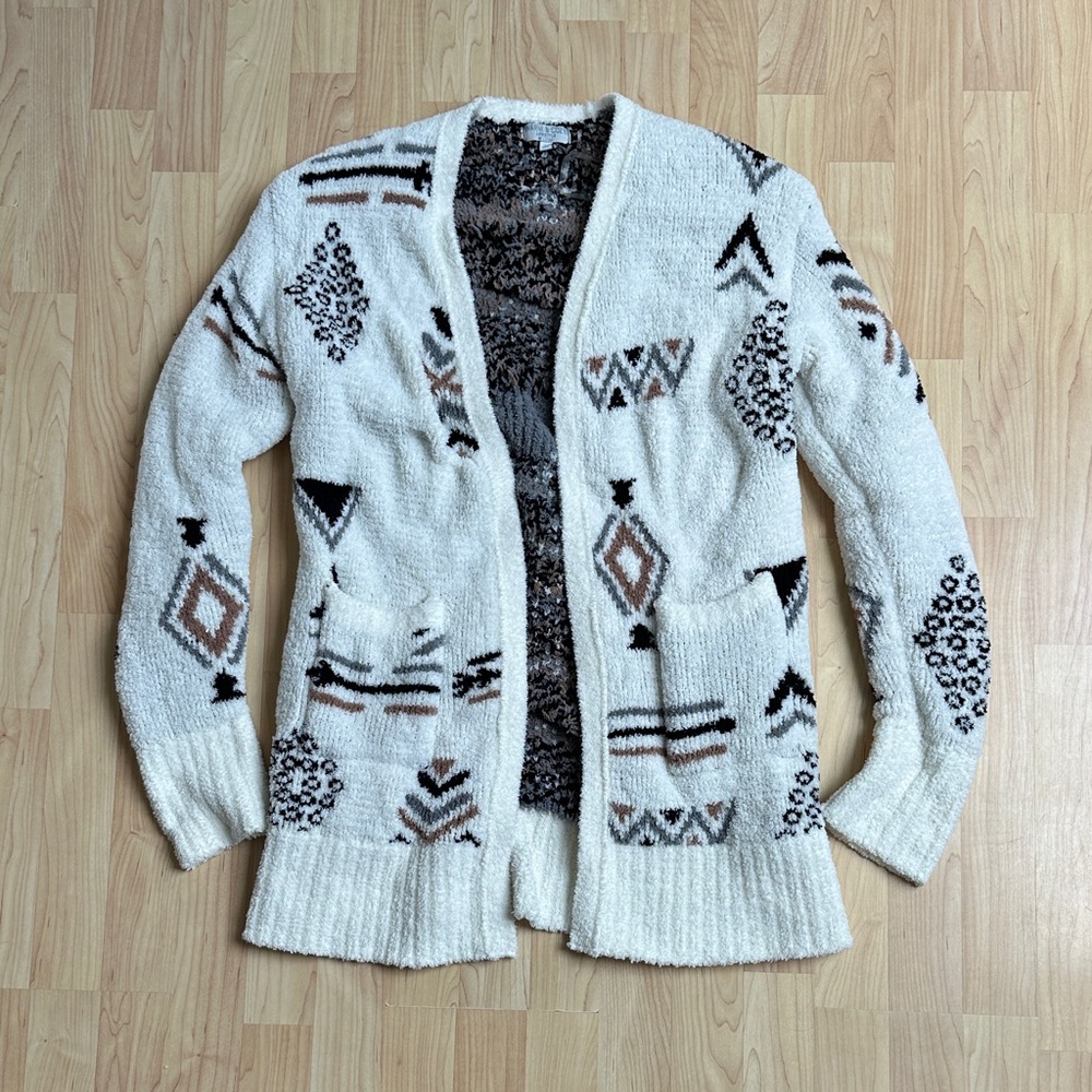 Thick Cozy White Patterned Women's Sweater